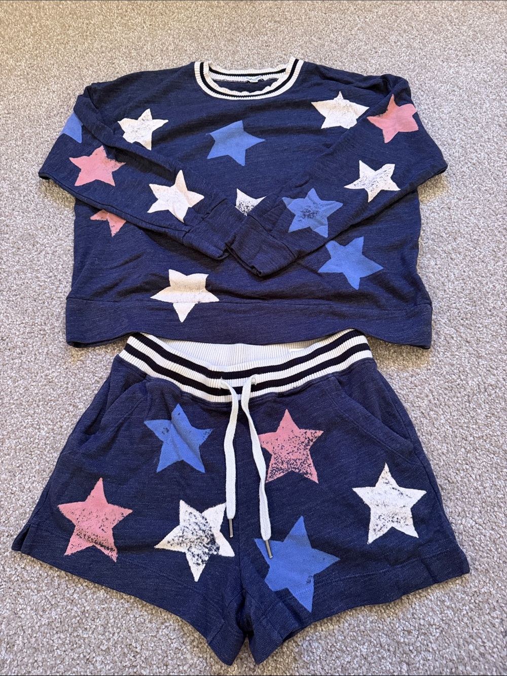 Splendid Navy Star-Print Pajama Set - Blue, Pink & White